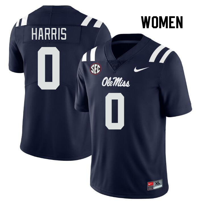 Women #0 Joshua Harris Ole Miss Rebels College Football Jerseys Stitched Sale-Navy
